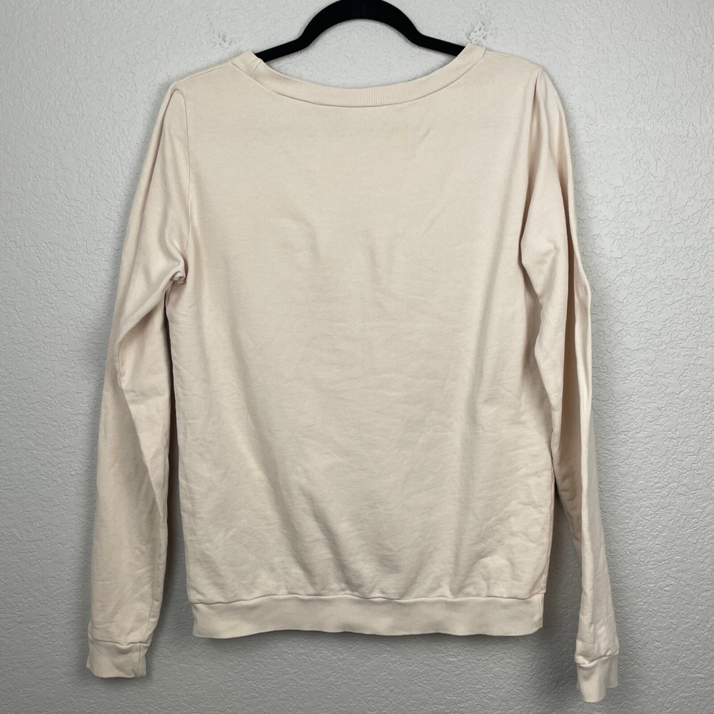 ModCloth Sweater Womens Medium Cream Black Velvet Drip BOO Long Sleeve Pullover - Picture 5 of 8